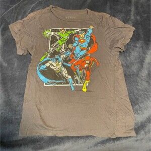 Justice League Mens T-Shirt - 16-Bit Flash Superman Green Lantern Batman size S